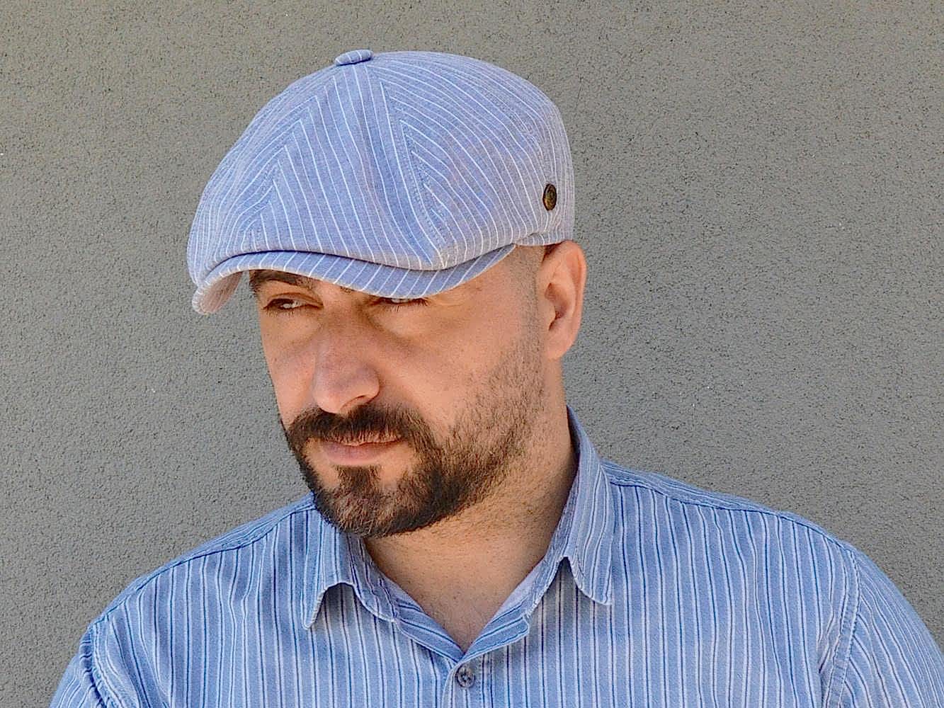 MAVİ ÇİZGİLİ PEAKY BLİNDERS KASKET